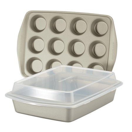 RACHAEL RAY Nonstick Bakeware Set 3 Piece Silver 47681